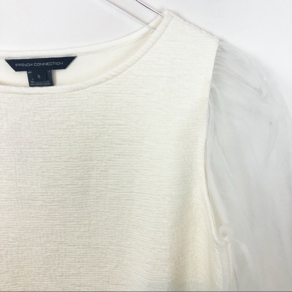 French Connection Long Sheer Sleeve White Blouse Top S - Picture 9 of 10